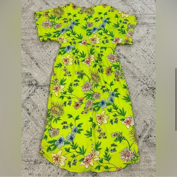 Aidan Mattox Vibrant Green Floral Asymmetrical Dress Women Size 6 - Picture 7 of 9